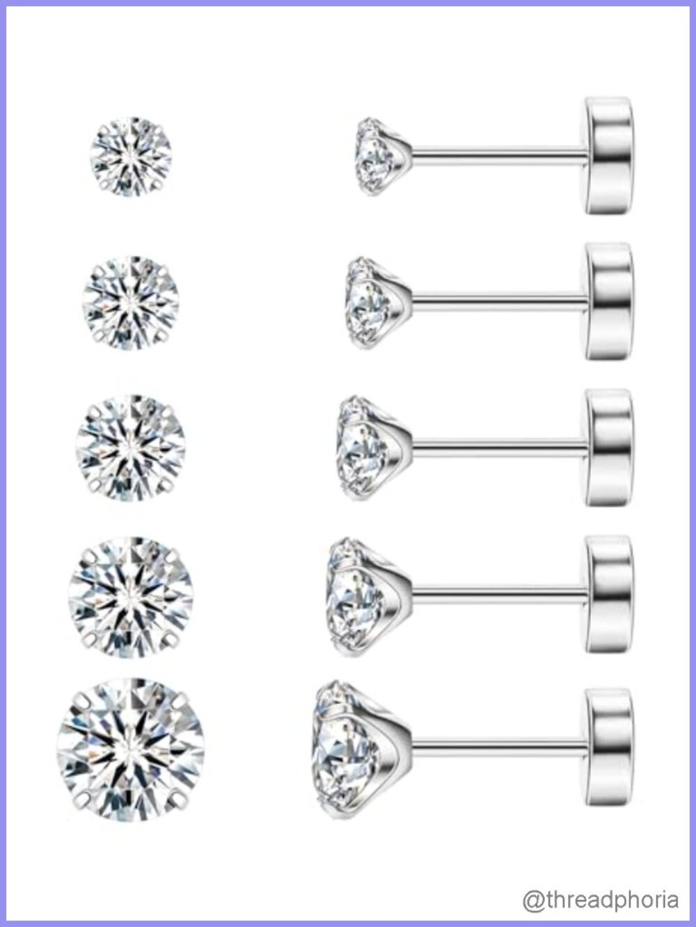 8mm Extra Long Post Flat Back Stud Earrings for Thick Earlobes